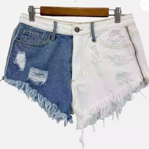 Nature Demin Two-Tone Jean Shorts